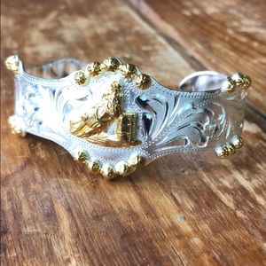 Gold and Silver Barrel Racing Cuff Bracelet